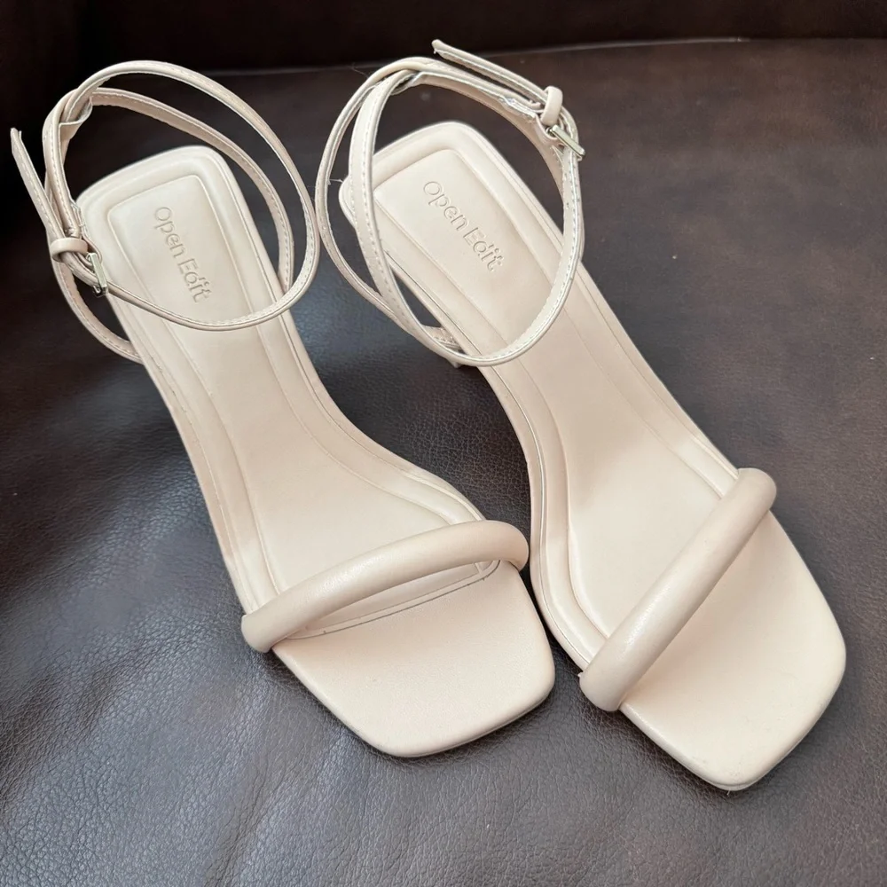 Open Edit Taytum Tan Ankle Strap Sandal New Size 7.5